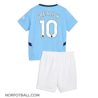 Billige Fotballdrakt Manchester City Jack Grealish #10 Replika Hjemmedraktsett Barn 2024-25 Kortermet (med bukser)